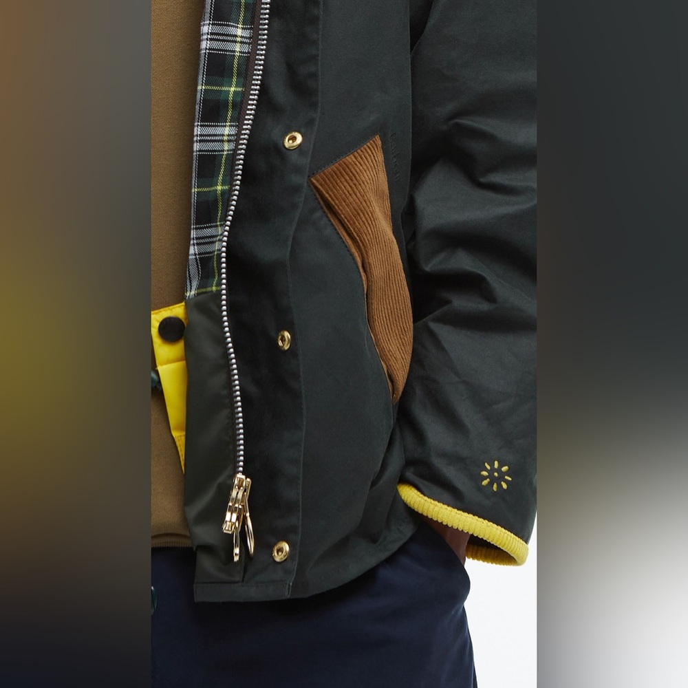 NWT BARBOUR X FLOWER MOUNTAIN Jacket in Black & Yellow - Picture 4 of 12